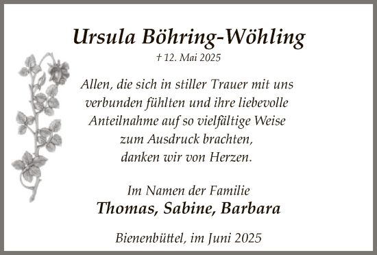 Traueranzeige von Ursula Böhring-Wöhling von AZ