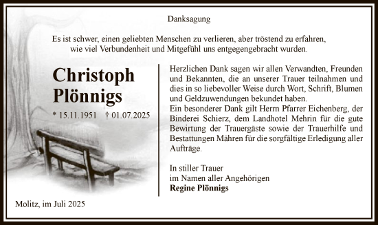 Traueranzeige von Christoph Plönnigs von AMZ
