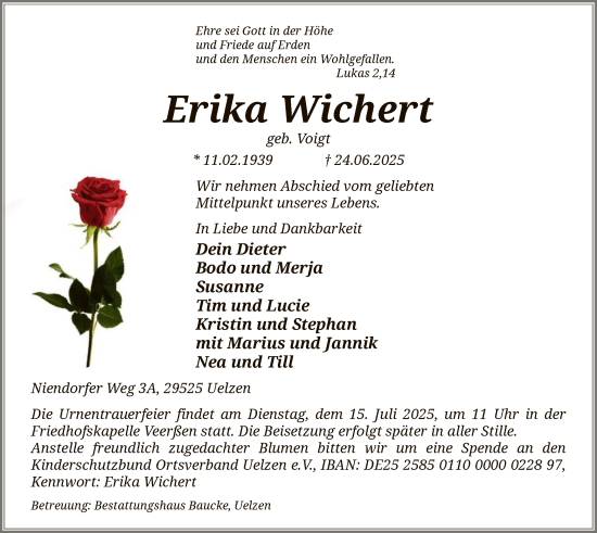 Traueranzeige von Erika Wichert von AZ