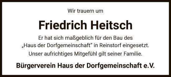 Traueranzeige von Friedrich Heitsch von AZ