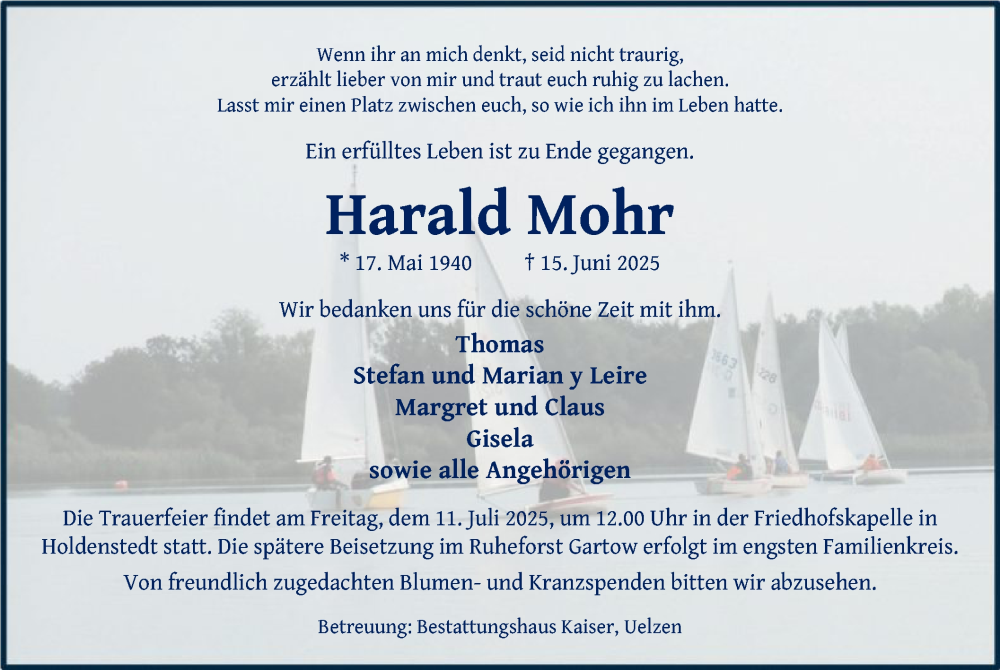  Traueranzeige für Harald Mohr vom 05.07.2025 aus AZ