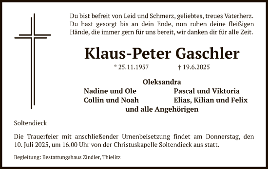 Traueranzeige von Klaus-Peter Gaschler von AZ