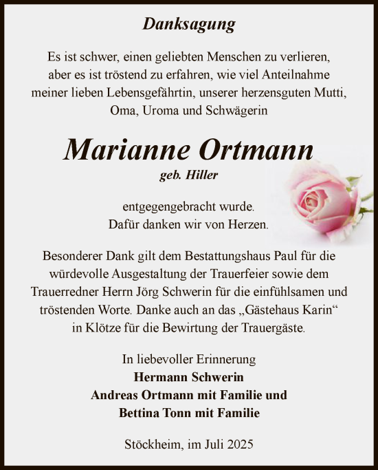 Traueranzeige von Marianne Ortmann von AMZ