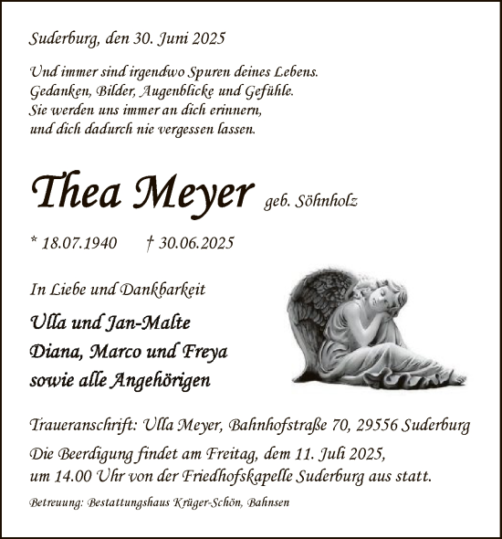 Traueranzeige von Thea Meyer von AZ