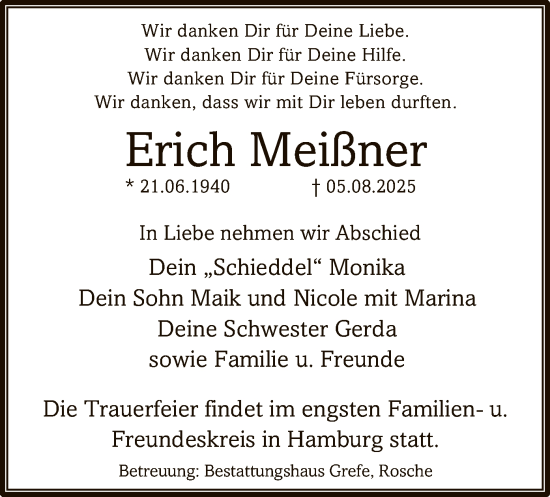 Traueranzeige von Erich Meißner von AZ