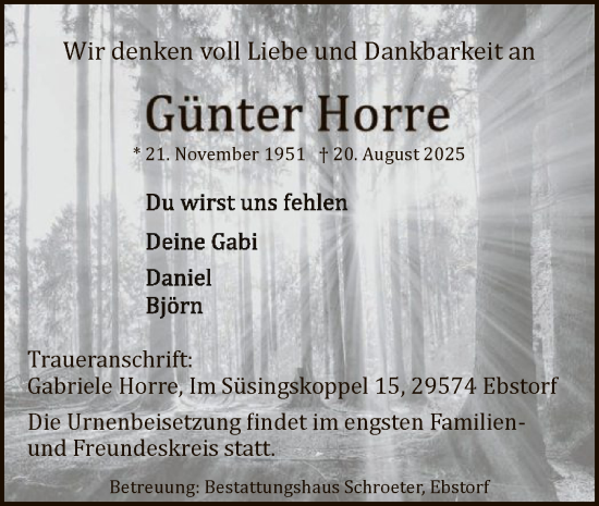 Traueranzeige von Gabriele Horre von AZ