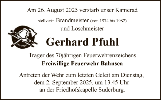 Traueranzeige von Gerhard Pfuhl von AZ