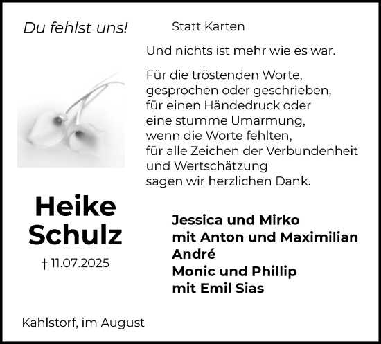 Traueranzeige von Heike Schulz von AZ