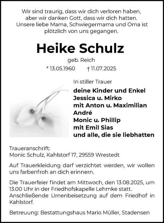 Traueranzeige von Heike Schulz von AZ