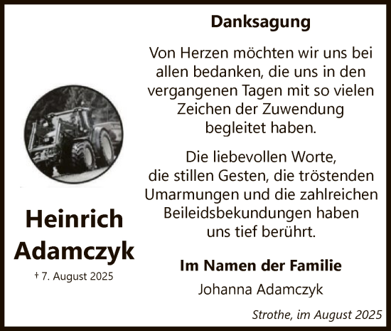 Traueranzeige von Heinrich Adamczyk von AZ