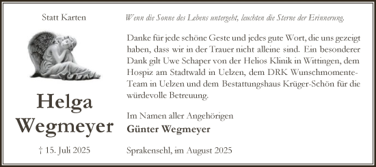 Traueranzeige von Helga Wegmeyer von IK