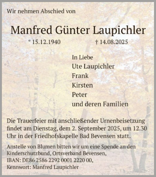 Traueranzeige von Manfred Günter Laupichler von AZ