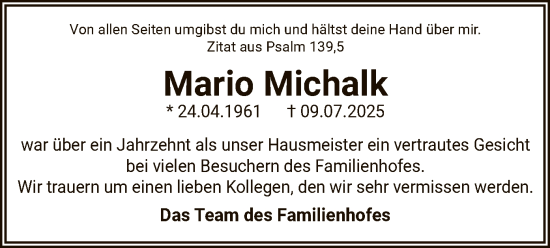 Traueranzeige von Mario Michalk von AMZ