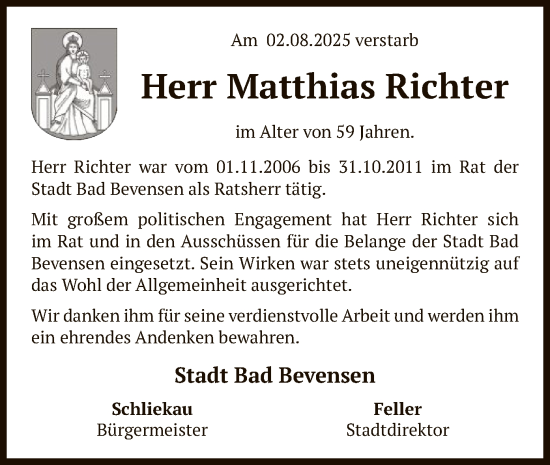 Traueranzeige von Matthias Richter von AZ