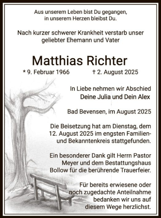 Traueranzeige von Matthias Richter von AZ
