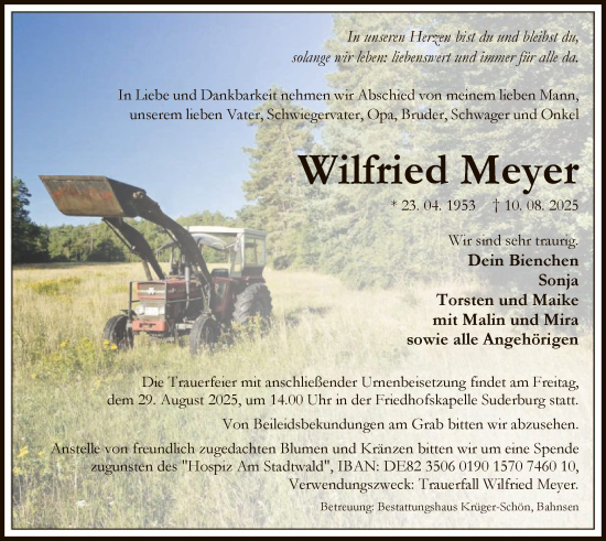 Traueranzeige von Wilfried Meyer von AZ