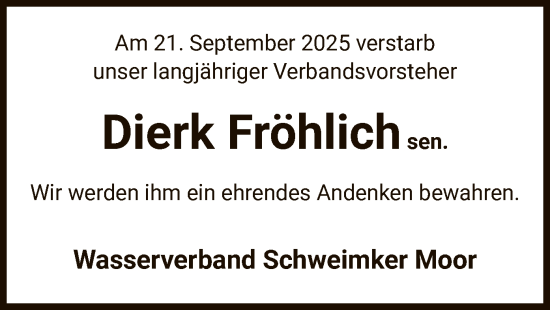 Traueranzeige von Dierk Fröhlich von IK