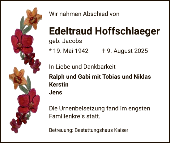 Traueranzeige von Edeltraud Hoffschlaeger von AZ