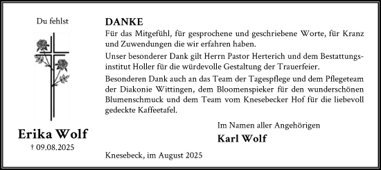 Traueranzeige von Erika Wolf von IK