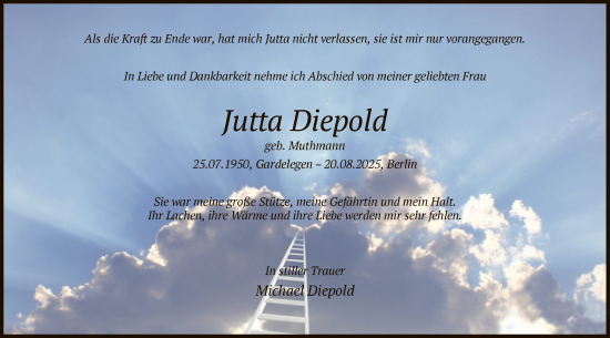 Traueranzeige von Jutta Diepold von AMZ