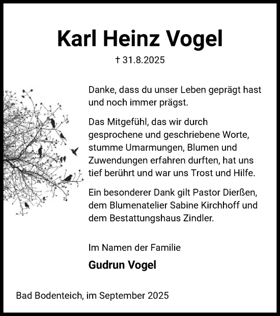 Traueranzeige von Karl Heinz Vogel von AZ