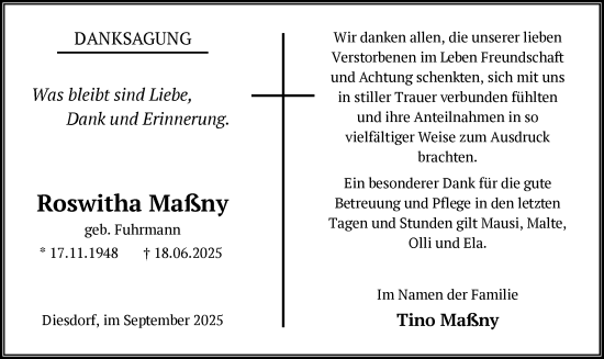 Traueranzeige von Roswitha Maßny von AMZ