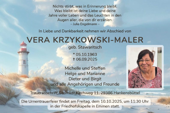 Traueranzeige von Vera Krzykowski-Maler von IK
