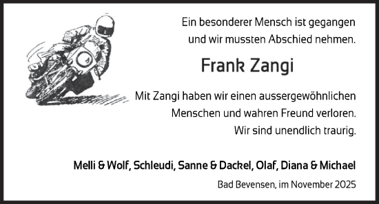 Traueranzeige von Frank Zangi von AZ