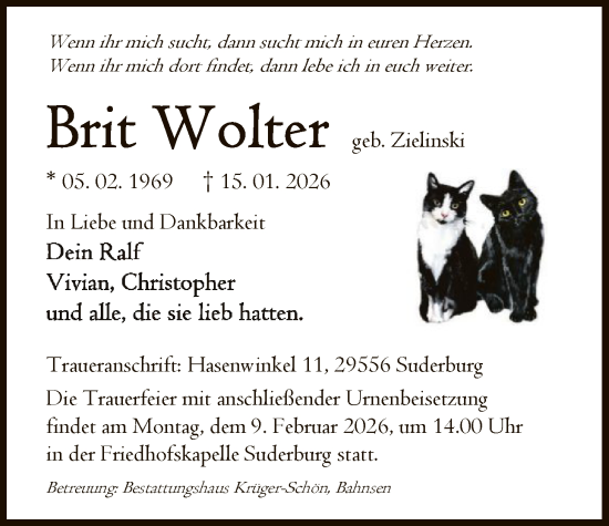 Traueranzeige von Brit Volter von AZ