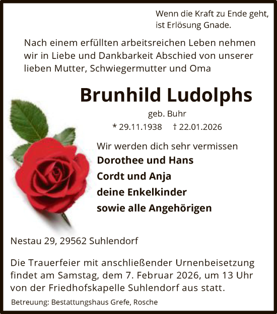 Traueranzeige von Brunhild Ludolphs von AZ