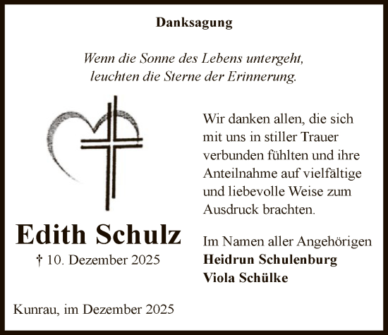 Traueranzeige von Edith Schulz von AMZ
