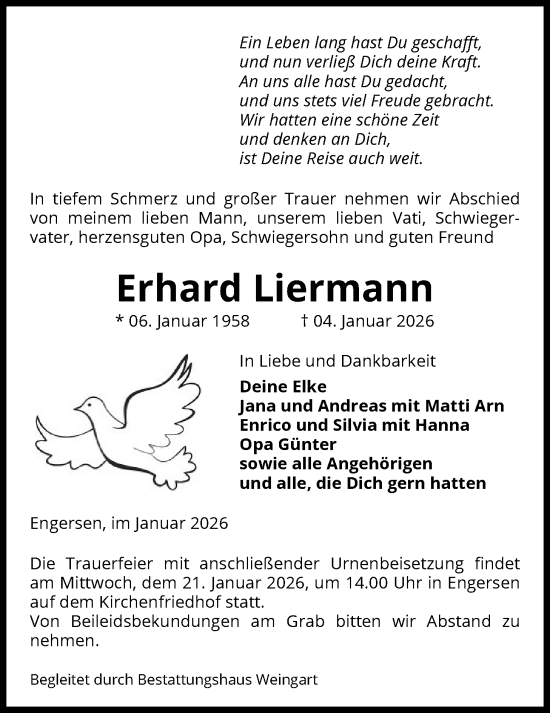 Traueranzeige von Erhard Liermann von AMZ