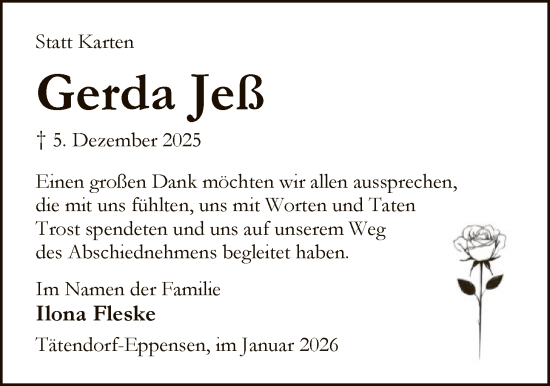 Traueranzeige von Gerda Jeß von AZ