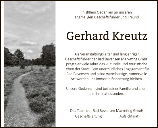 Traueranzeige von Gerhard Kreutz von AZ