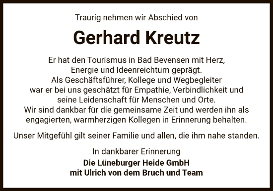Traueranzeige von Gerhard Kreutz von AZ