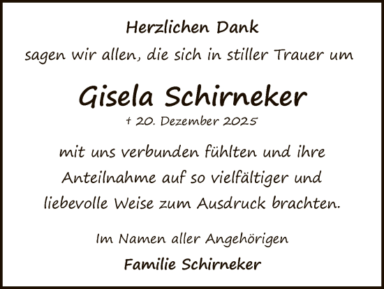 Traueranzeige von Gisela Schirneker von AZ