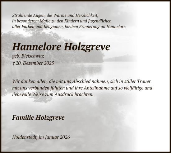 Traueranzeige von Hannelore Holzgreve von AZ