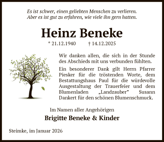 Traueranzeige von Heinz Beneke von AMZ