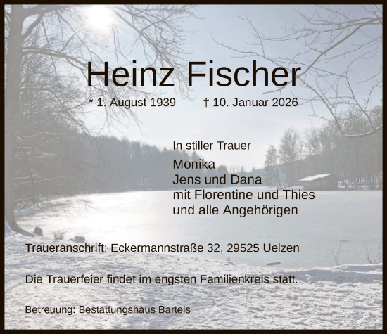 Traueranzeige von Heinz Fischer von AZ