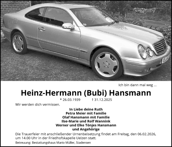 Traueranzeige von Heinz-Hermann Hansmann von AZ