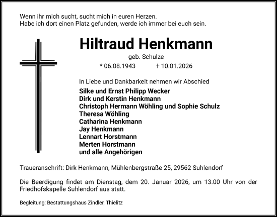 Traueranzeige von Hiltraud Henkmann von AZ