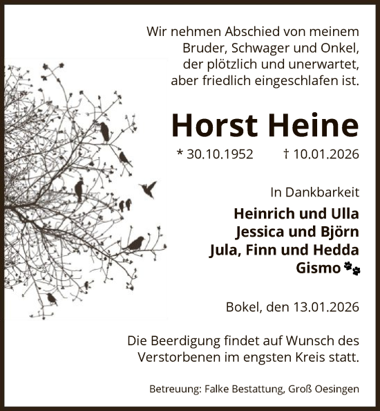 Traueranzeige von Horst Heine von IK