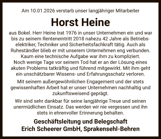 Traueranzeige von Horst Heine von IK