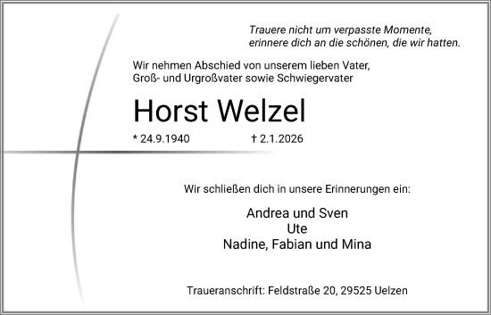 Traueranzeige von Horst Welzel von AZ