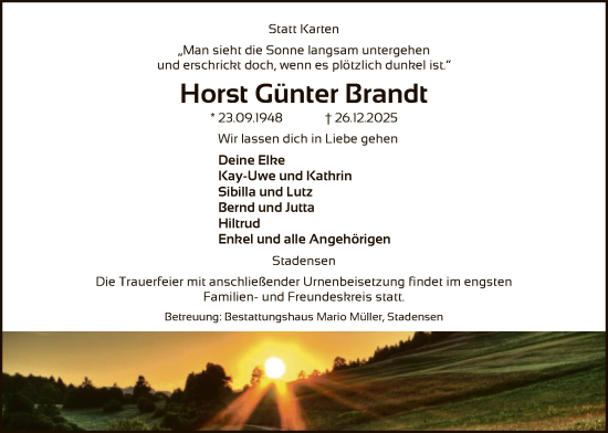 Traueranzeige von Horst Günter Brandt von AZ