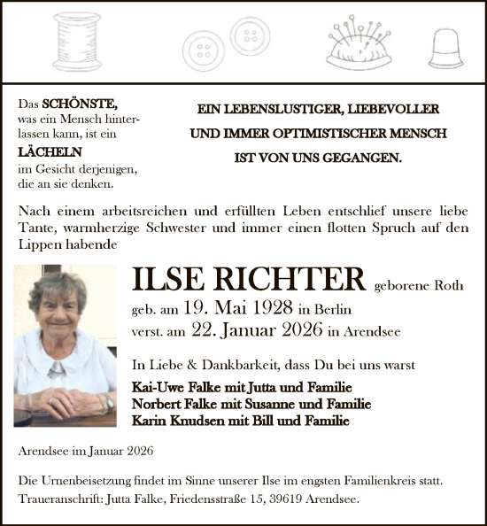 Traueranzeige von Ilse Richter von AMZ