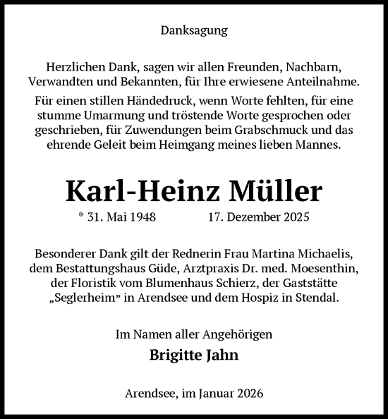 Traueranzeige von Karl-Heinz Müller von AMZ