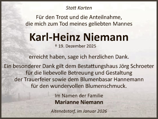 Traueranzeige von Karl-Heinz Niemann von AZ