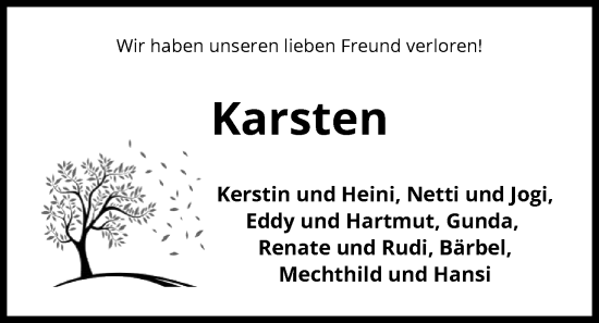 Traueranzeige von Karsten Karsten von AZ