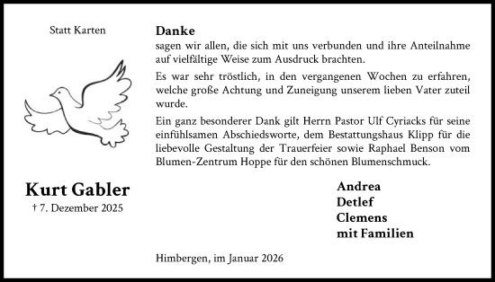 Traueranzeige von Kurt Gabler von AZ